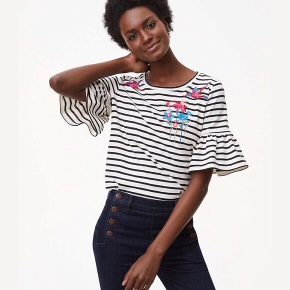 Loft Embroidered Hummingbird Top
